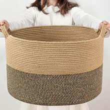 外贸棉麻绳混织脏衣篮可折叠家用脏衣服收纳筐客厅玩具阳台脏衣篮