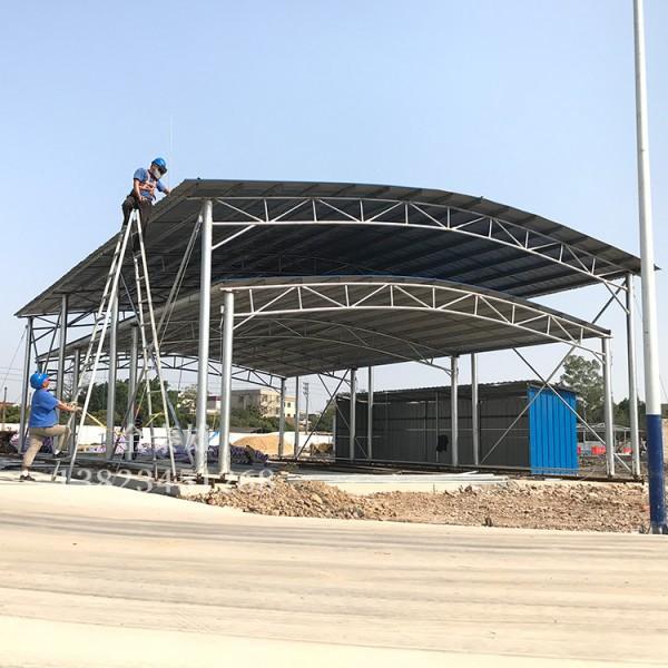 可移动伸缩式大棚工地活动铁皮棚简易推拉式钢结构移动工棚彩钢蓬