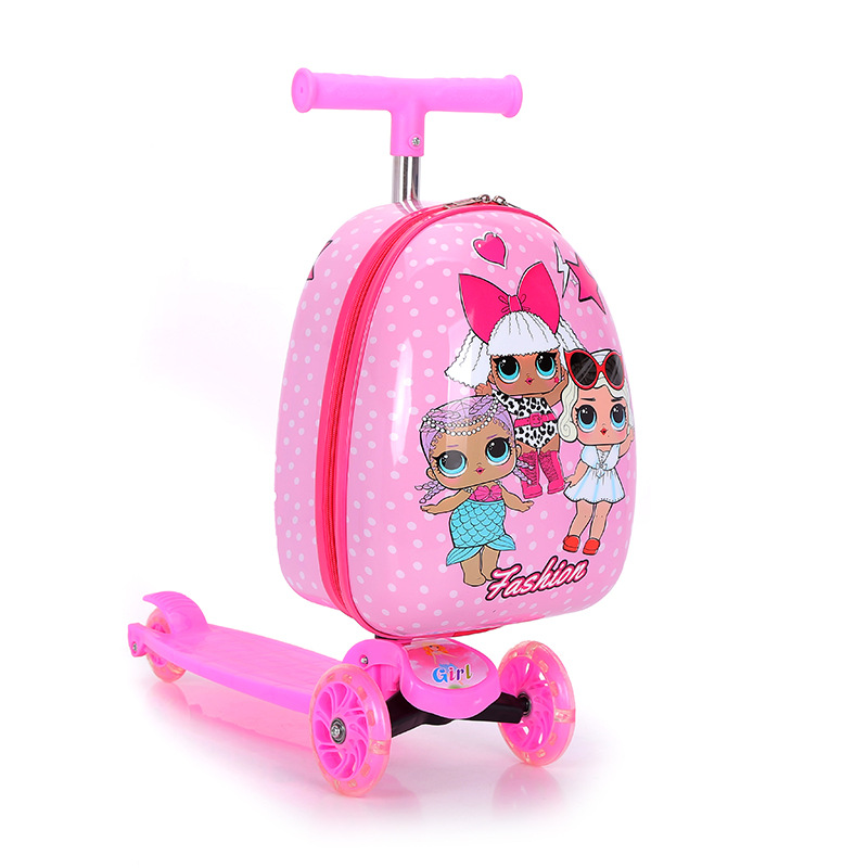 Factory Wholesale Children's Trolley Case Cartoon Luggage Children Scooter Trolley Case Logo Can Be Printed