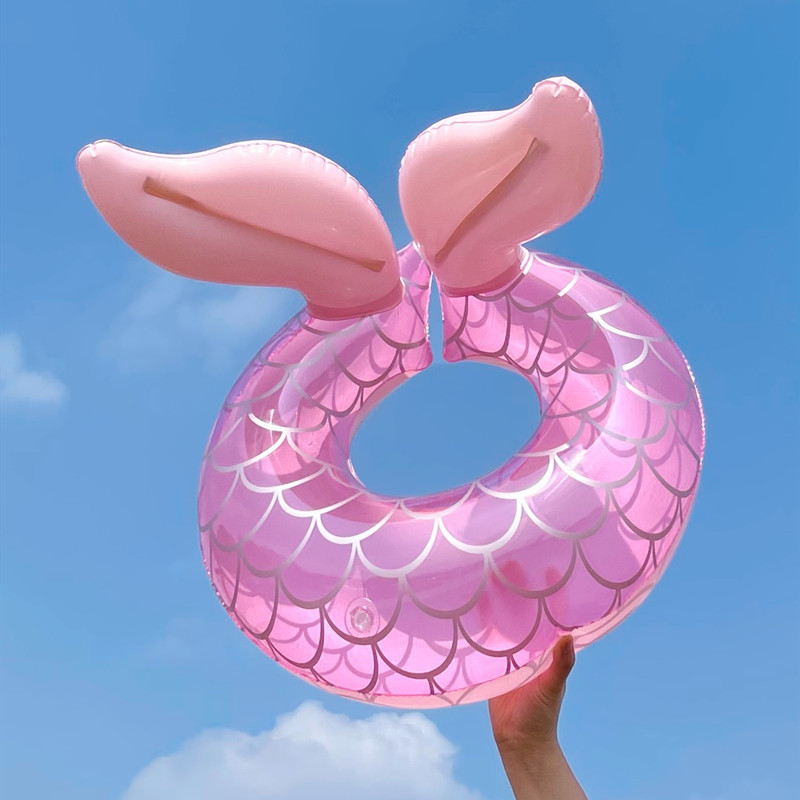 现货ins网红美人鱼游泳圈开口泳圈儿童3-10岁游泳圈浮圈腋下圈
