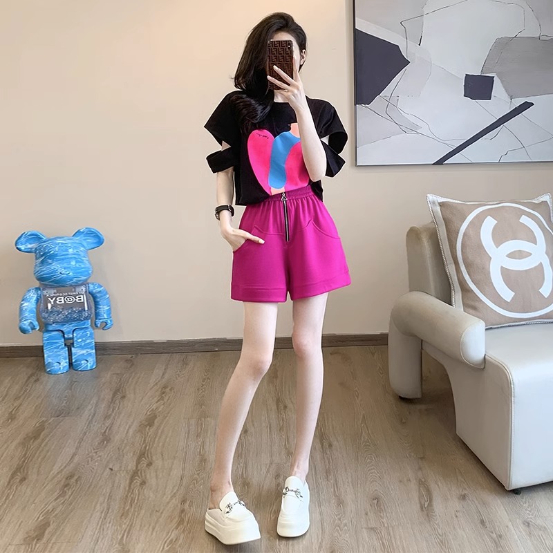 个子阔腿短裤两件套现货减龄洋气运动套装女时尚休闲两件套气质春夏