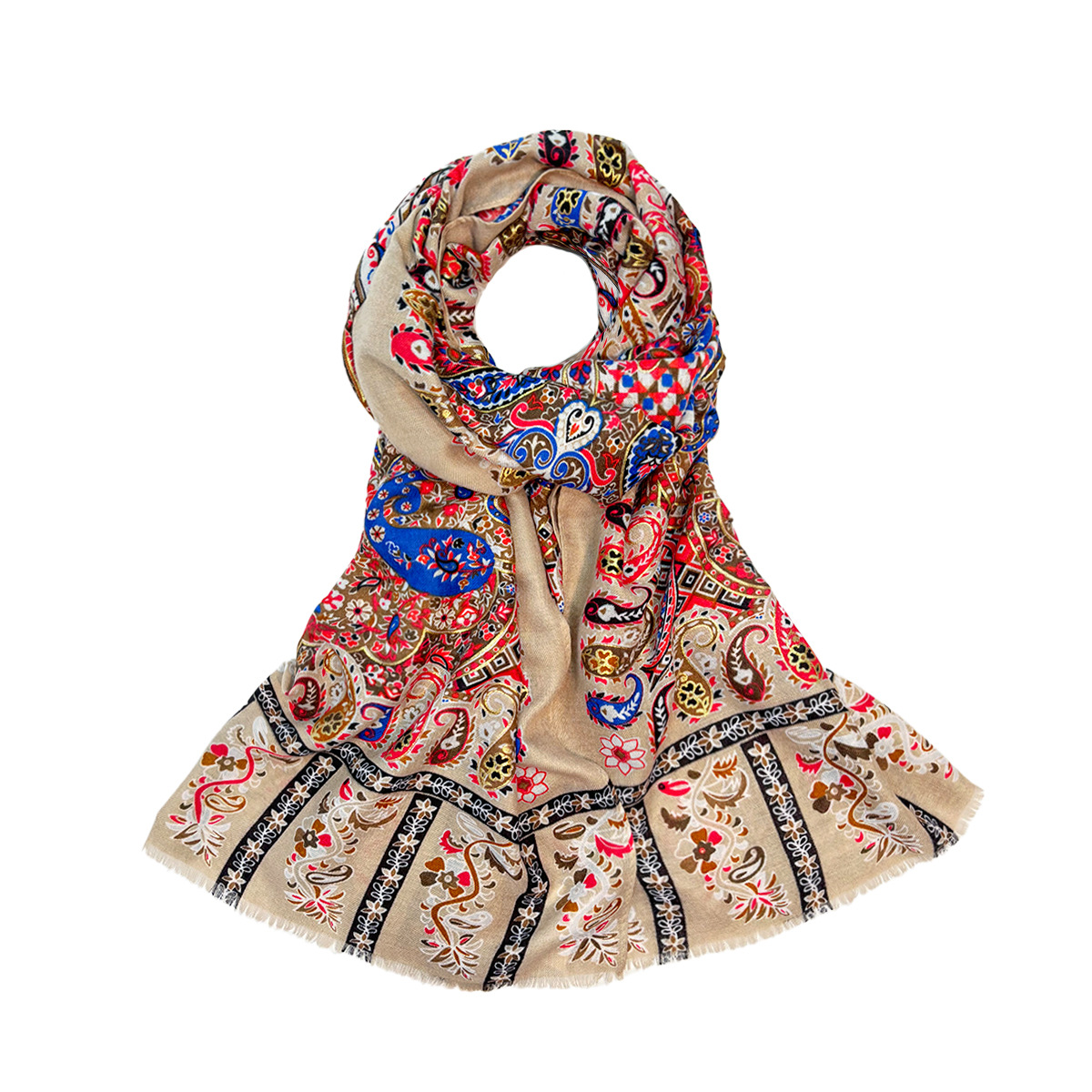 Factory Direct Sales Fashion Vintage Paisley Cashew Print Cotton and Linen Thin Women's Casual Soft Scarf Shawl