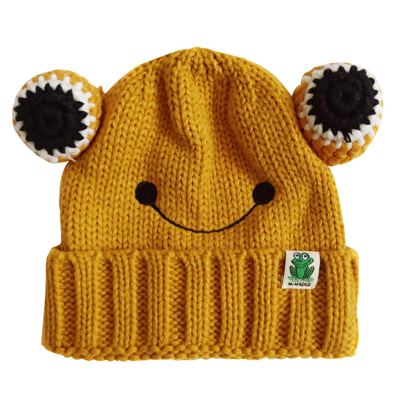 Chengwen Children's Hat New Cute Fashion Knitted Hat Frog Hat Boys and Girls Cloth Label Smiley Face Woolen Cap