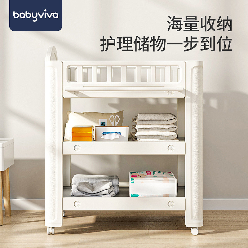 Babyviva Baby Diaper-Changing Table Baby Touch Baby Caring Table Diaper Changing Movable Newborn Bath Crib