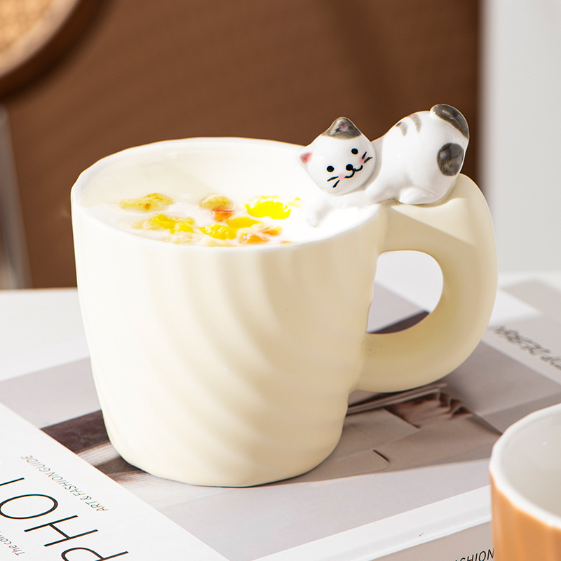 Cartoon Ceramic Cup Good-looking Mug Home Breakfast Milk Cup Cat Couple Cup Water Cup