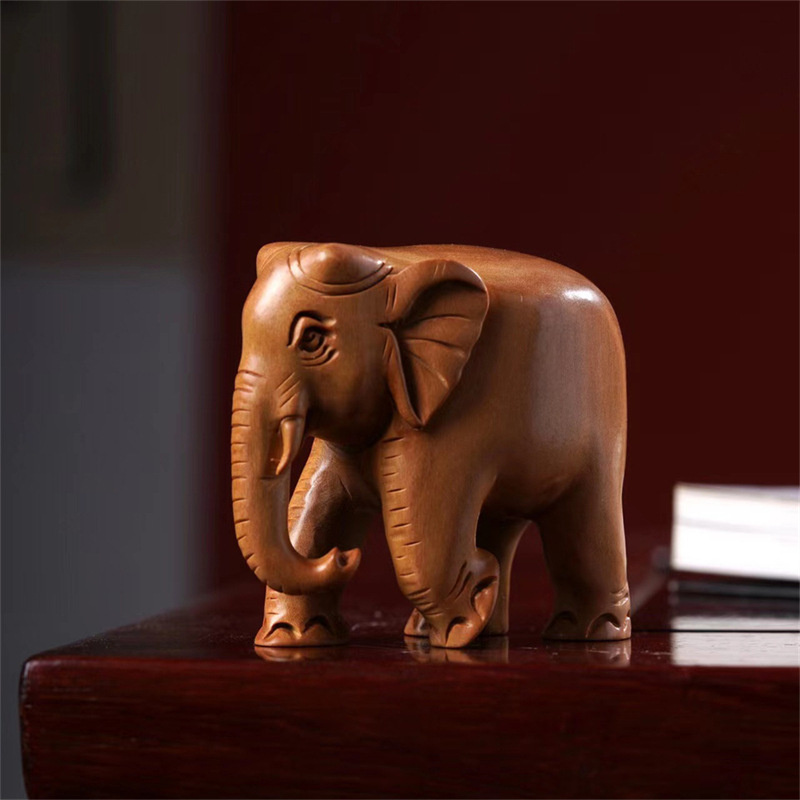 印度老山檀香吉象象神木雕摆件立体雕刻檀香木质小摆件工艺品批发