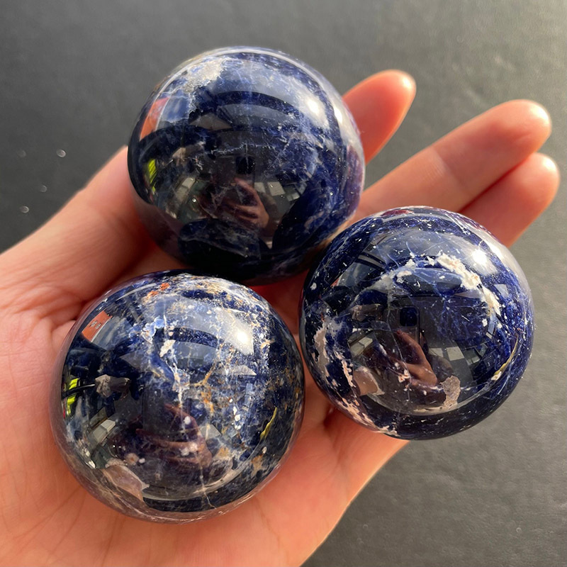 天然蓝纹石球蓝纹石原石打磨小球 纹理好看颜色蓝 水晶球饰品摆件