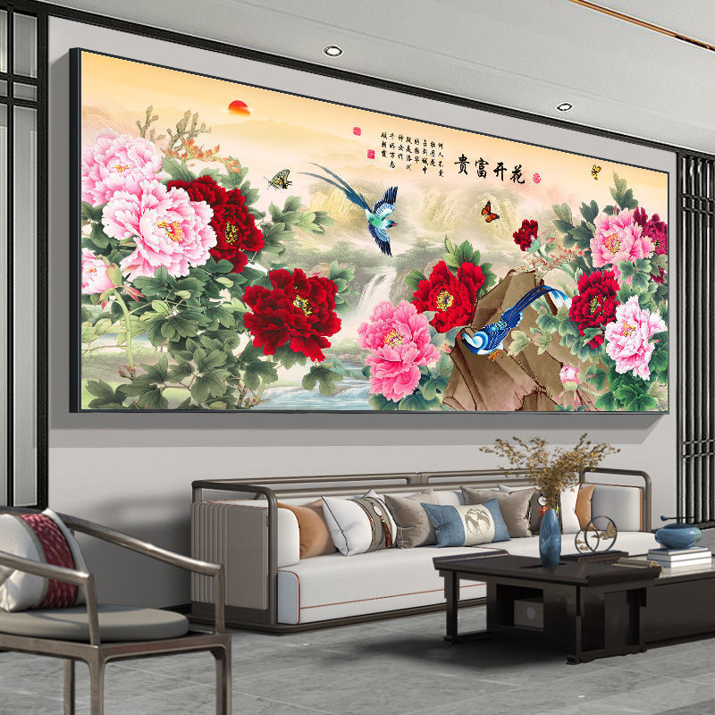 牡丹挂画花开富贵客厅画牡丹花装饰画中堂牡丹图风水招财壁画国画