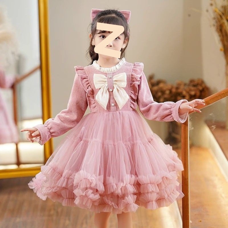 儿童连衣裙秋冬2023新款洋气女童冬季加绒公主裙女孩时髦裙子冬装
