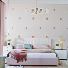 墙布刺绣田园风家用欧式粉色碎花环保背景墙壁布装饰客厅房间壁纸