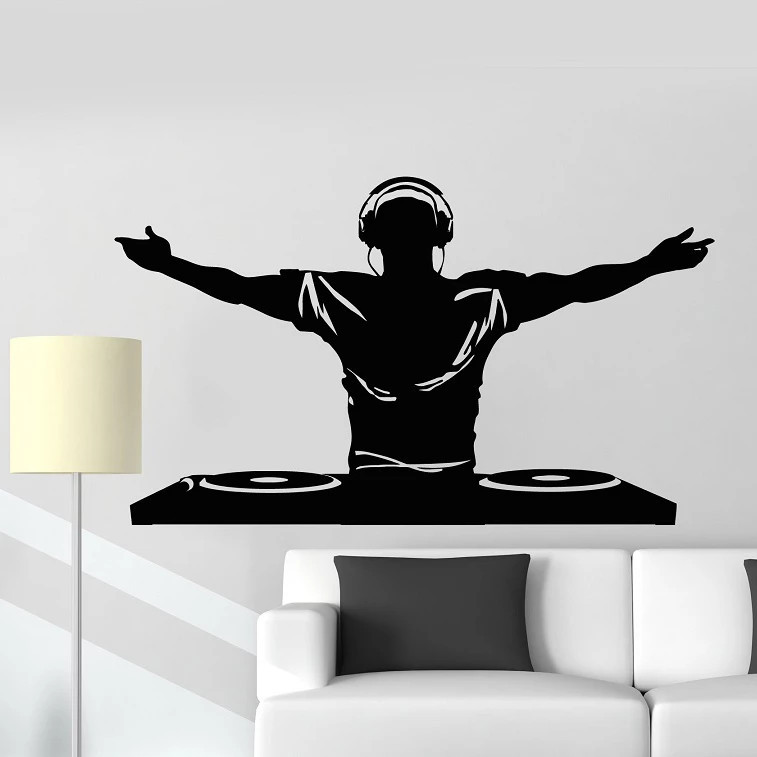 dj打碟人物剪影贴花精雕镂空walll decor跨境亚马逊ebay dw13870