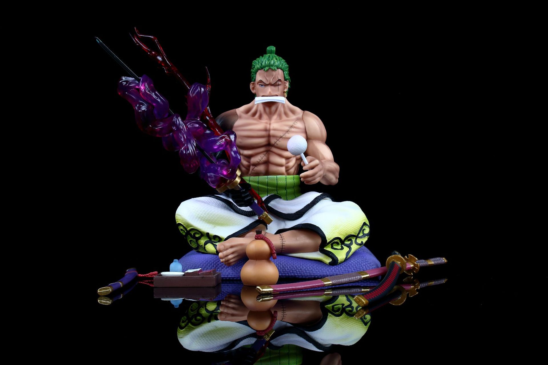 海贼王gk 和之国和服 鬼岛阎魔 索隆坐姿擦刀场景手办景品雕像