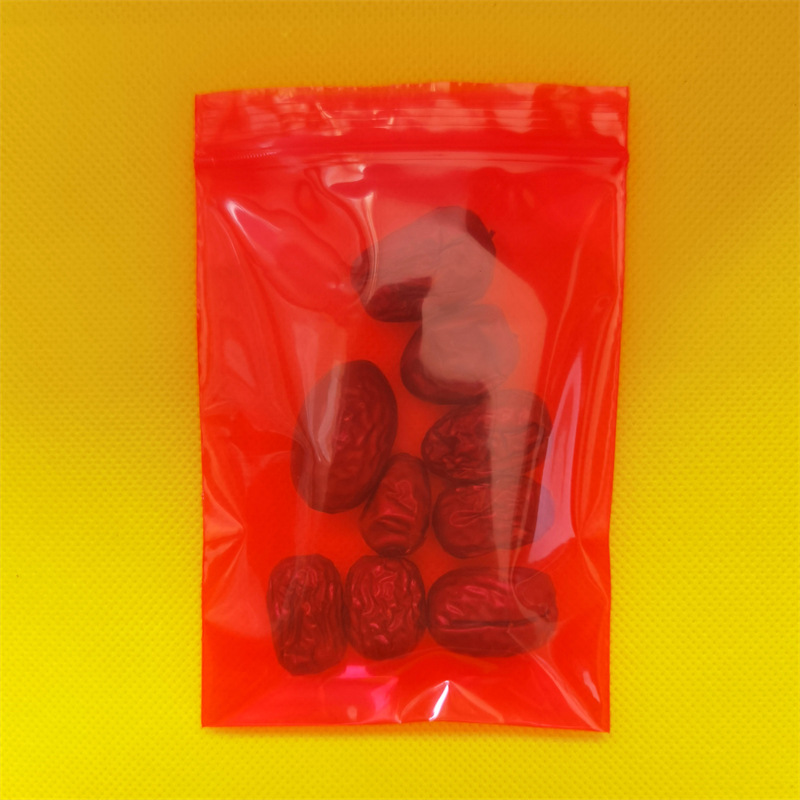 红色自封袋全红色pe袋塑料密封袋 红色喜庆骨袋 粉沫袋饰品夹链袋