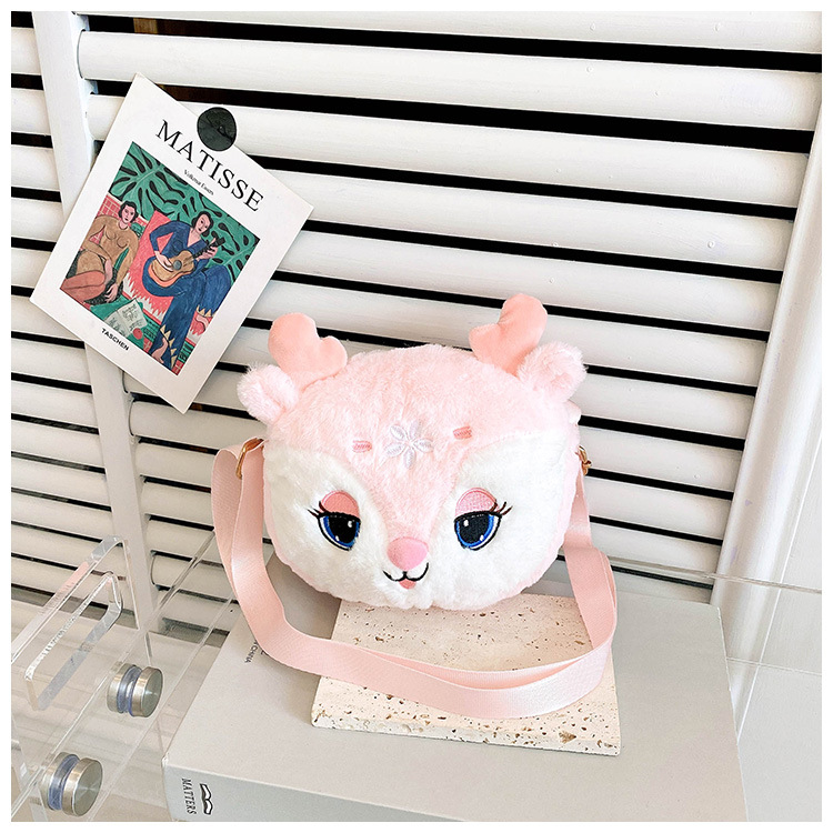 Girl's Autumn and Winter New Plush Animal Bag Cute Rabbit Shoulder Messenger Bag Cartoon Doll Coin Purse Wholesale