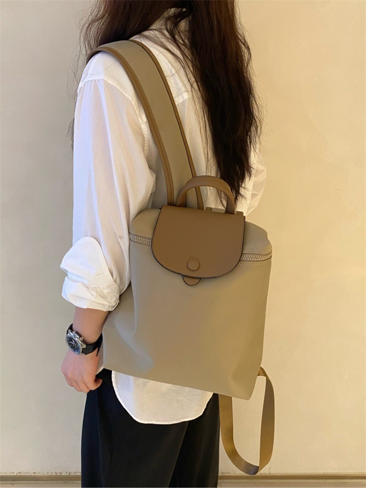 2024新款大容量双肩包尼龙牛津布背包简约配牛皮旅行通勤电脑包潮