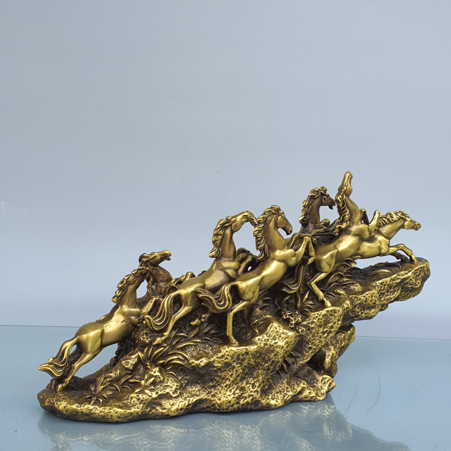 黄铜八马奔腾摆件铜骏马奔腾金属工艺品黄铜器摆件