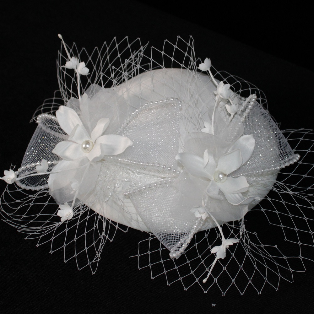 婚纱照旅拍帽子法式复古宫廷儿童走秀模特帽森系新娘头饰白纱礼帽