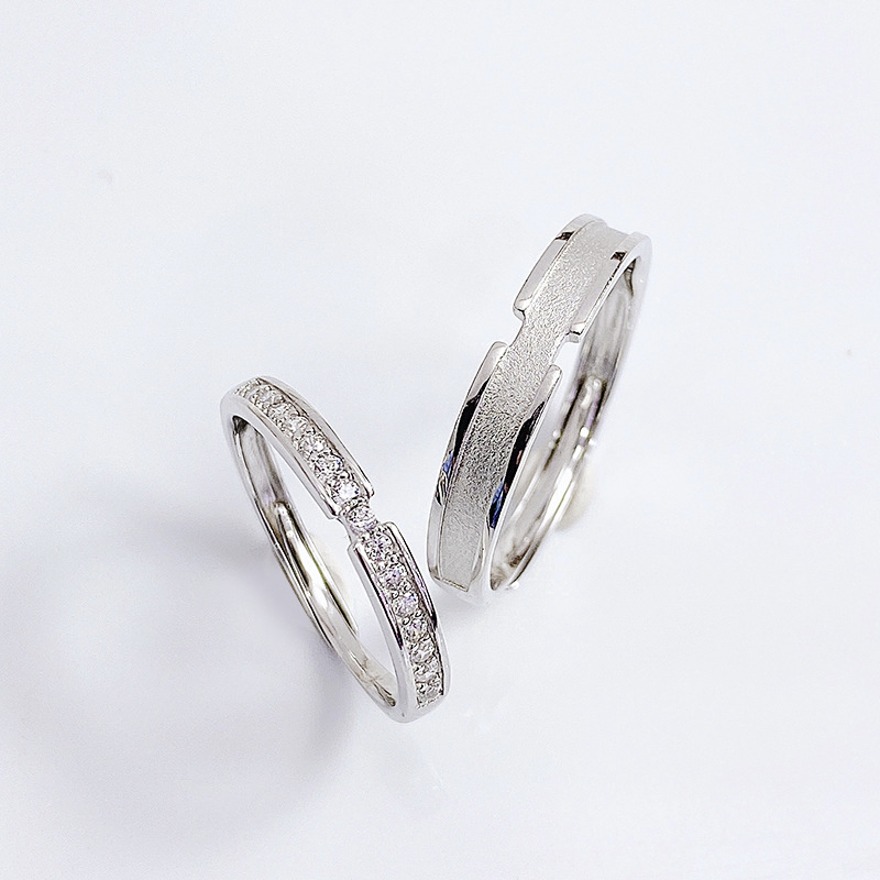 Couple Ring Sterling Silver S925 Wedding Ring and White Dews Men and Women's One Pair Original Niche Design Wedding Ring Light Luxury Couple Rings