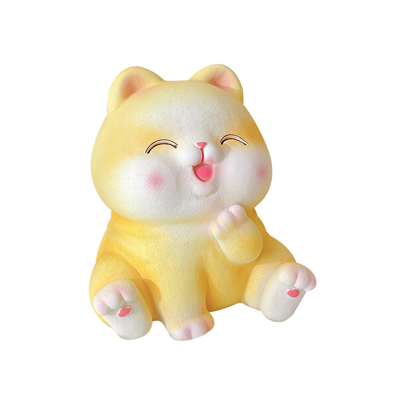 Cute Desktop Large Capacity Can Enter and Exit Cartoon Cat Savings Bank Children's Day Gift Lazy Cat Vinyl Coin Bank