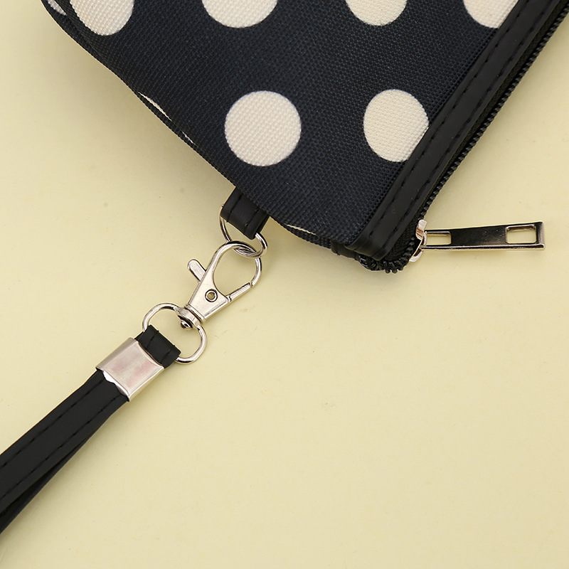 Cross-Border Hot Sale Classic Polka Dot Fabric Cosmetic Bag Waterproof Portable Zipper Wash Bag Simple Phone Key Case