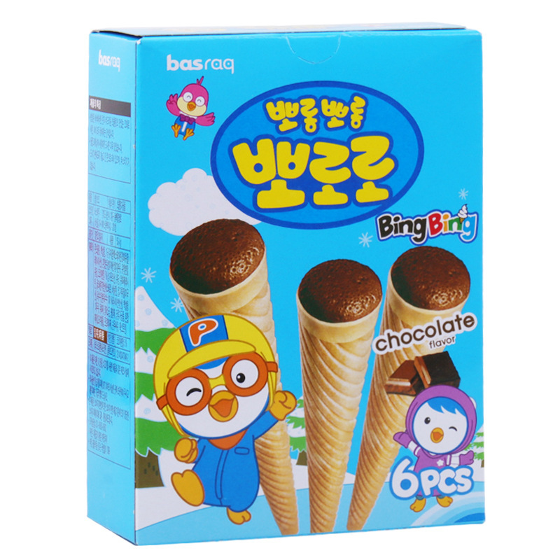 韩国啵乐乐夹心饼干零食冰淇淋形巧克力草莓香蕉儿童宝宝8.9g*6支