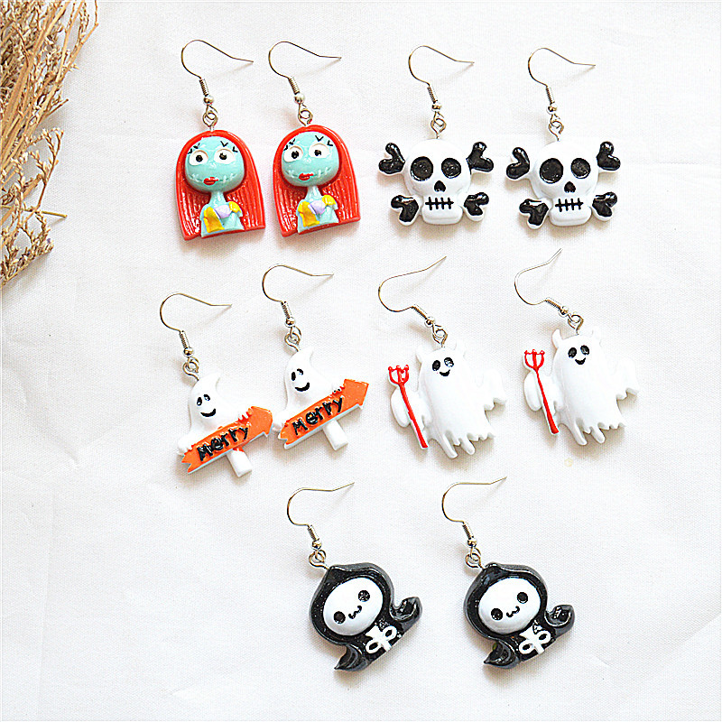 halloween new cross-border e-commerce supply earrings fashion simple elf spirit cat skull cartoon earrings female