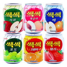 进口饮品 韩国乐天果肉果汁葡萄橙子苹果梨草莓238ml 72罐一箱