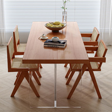 北欧亚克力悬浮餐桌家用小户型餐厅长方形樱桃木吃饭桌侘寂风家具