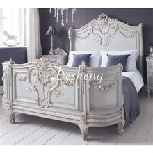 法式实木雕花床复古做旧欧式奢华宫廷牛头高背双人公主床主卧婚床
