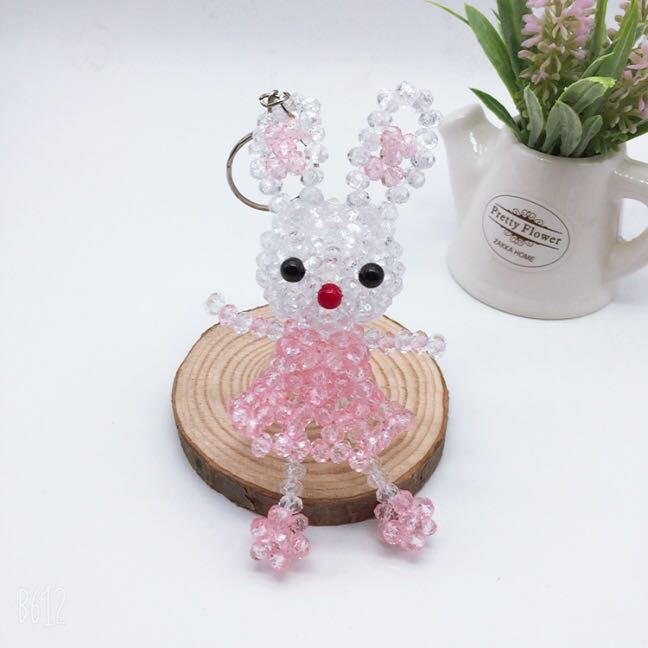 纯手工串珠花裙兔十二生肖兔钥匙挂件包包小挂件装饰兔卡通兔