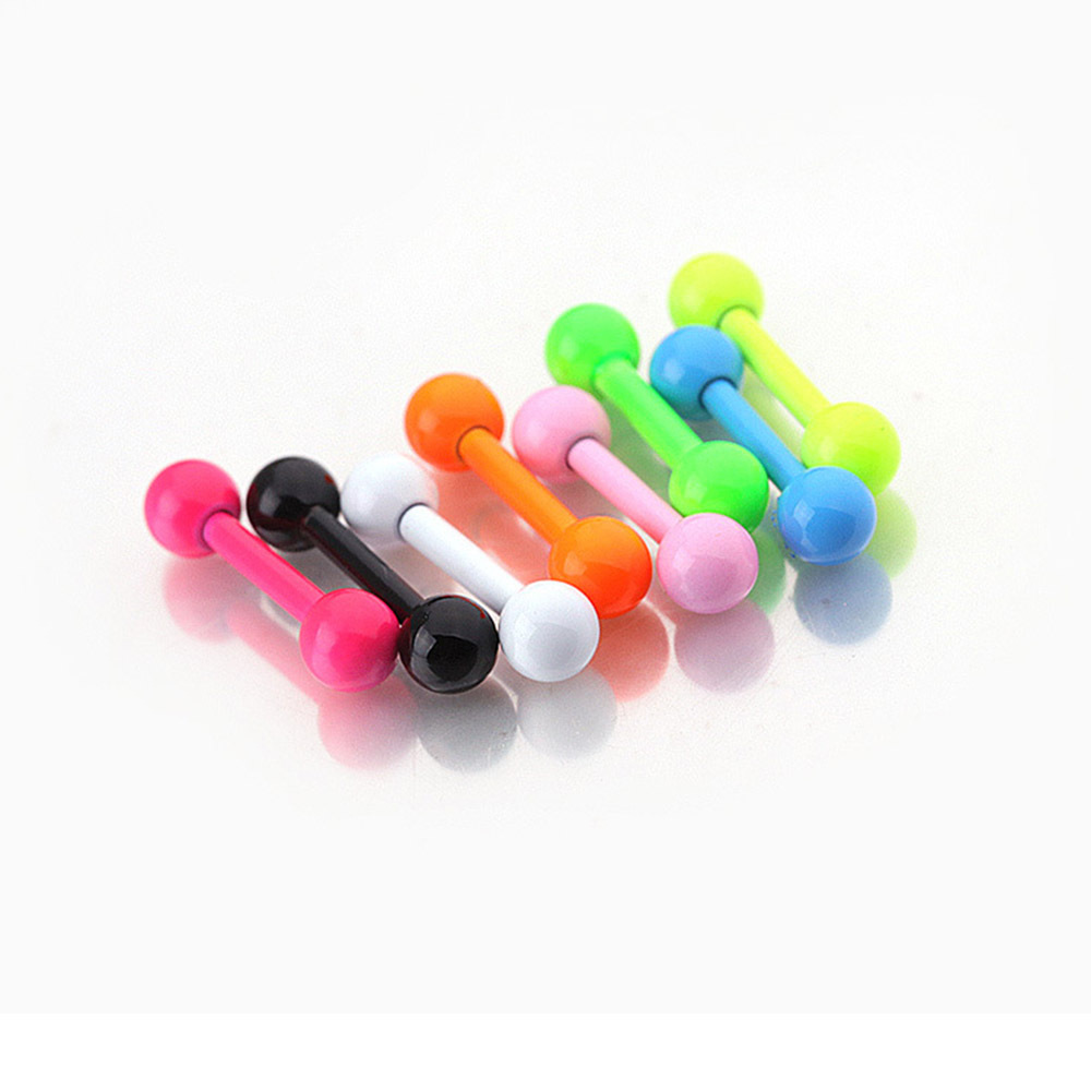 Cross-Border Hot Sale Paint Ear Bone Stud Multi-Color Stainless Steel Barbell Stud Earrings Body Piercing Jewelry