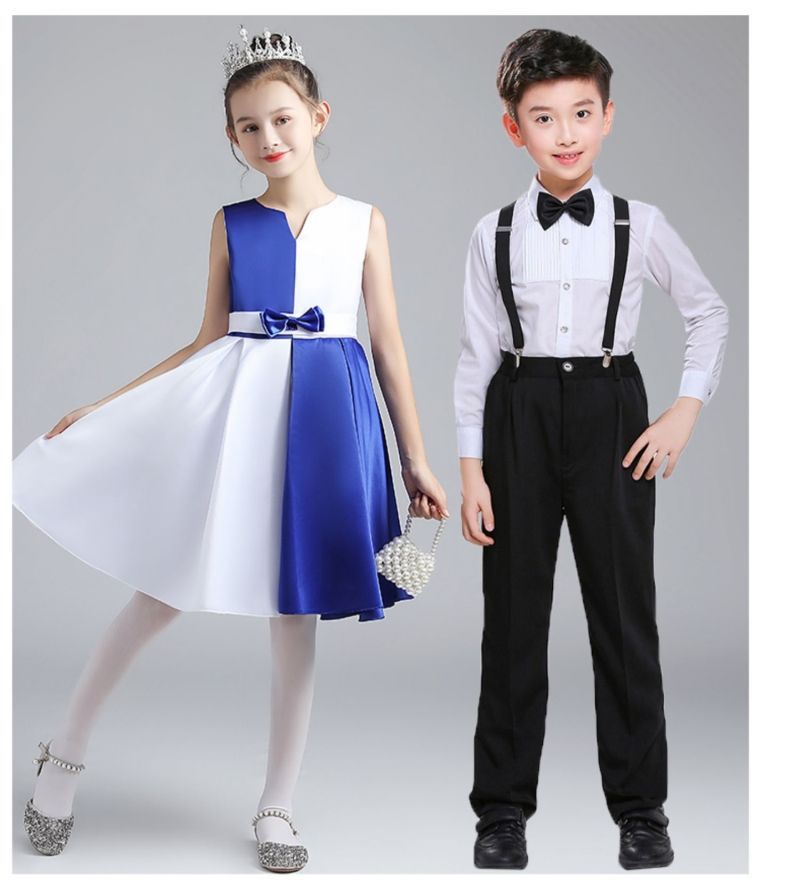儿童演出服小学生合唱服诗歌朗诵演讲表演服装女童舞蹈服主持礼服