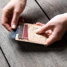跨境软木皮轻薄卡包 个性木屑皮卡套卡夹 压印丝印logo批发