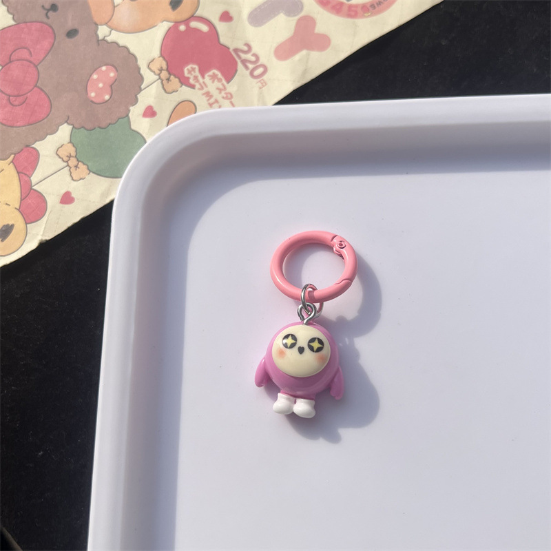 Trending Cartoon New Egg Puff Party Keychain 3D Cute Schoolbag Pendant Gift for Bestie Hand-Made Ornaments
