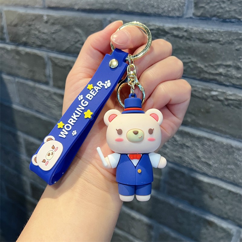 Creative Genuine Work Bear Keychain Cute Talent Bear Magic Bear Chef Bear Key Chain Men and Women's Pendants