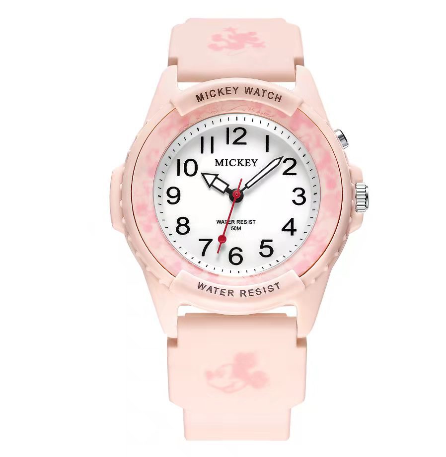 迪士尼联名手表女2021新款中小学生考试专用夜光防水石英手表