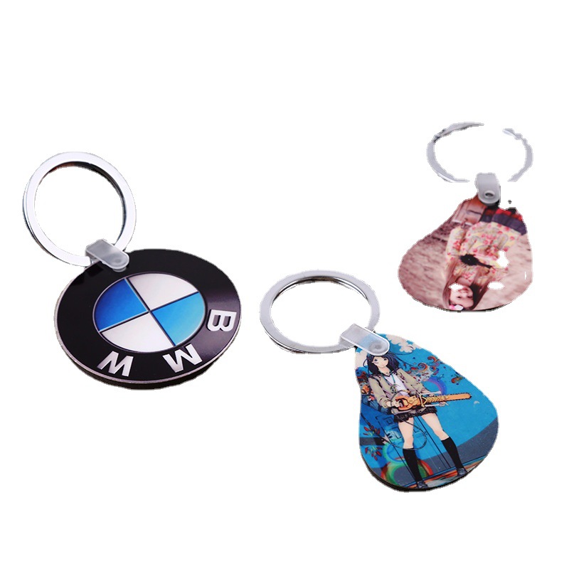 Sublimation Blank Wooden Key Buckle MDF Blank Keychain with Key Ring Heat Transfer Printing Key Chain