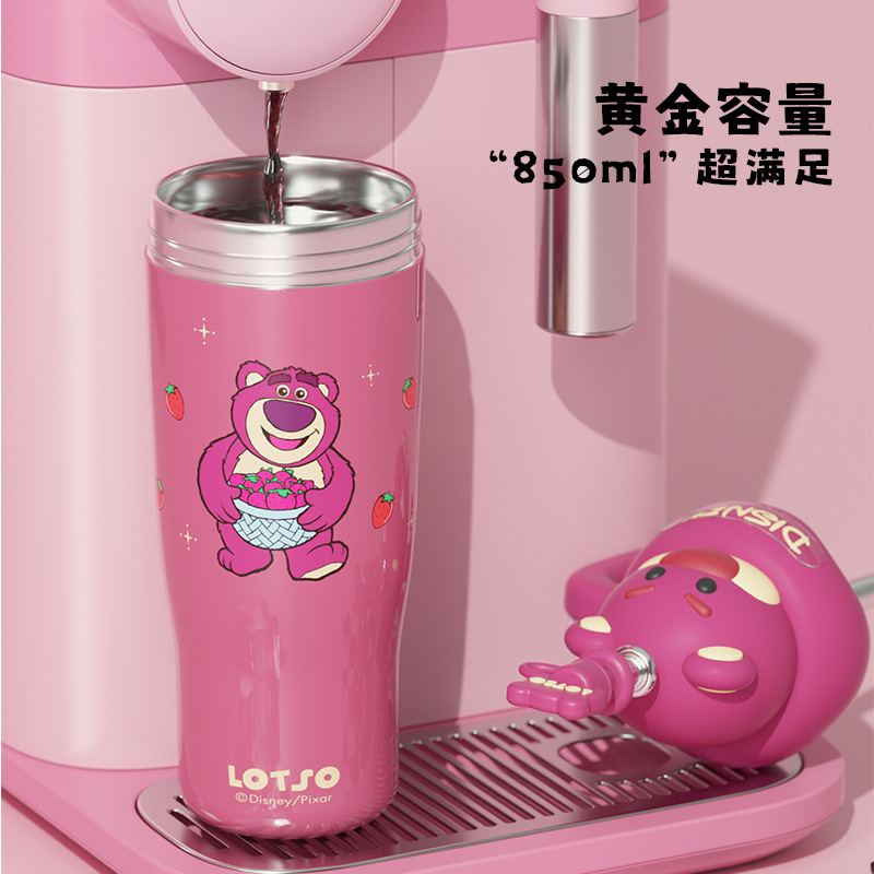 Thickened Mickey Strawberry Bear Children's Straw Cup Ice Cream Cup 316 Stainless Steel Car Cup Girls' Vacuum Cup Cute