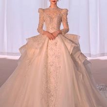 长袖婚纱2023新款新娘法式复古轻奢小众高端高级大拖尾主纱女