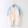 baby one-piece garment Autumn and winter pure cotton keep warm Cotton clip Romper Climbing clothes baby supple pajamas Newborn clothes Autumn