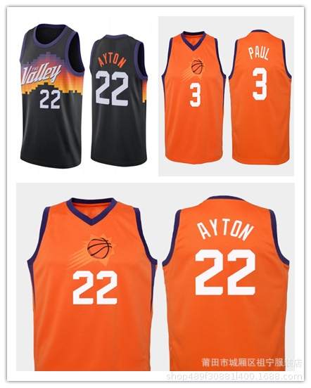 现货nba球衣批发 太阳队22号艾顿  3号保罗刺绣款篮球服 球裤代发