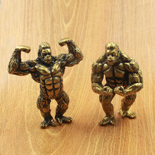 新款黄铜金刚健身猩猩雕刻玄关装饰品客厅办公桌面摆件工艺品送礼