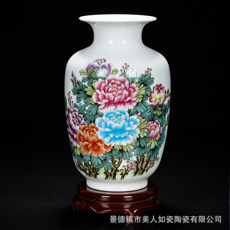 Jingdezhen Pastel Small Wax Gourd Bottle Decoration Flower Arrangement Modern Home Decoration Artisan Vase Factory Direct Supply