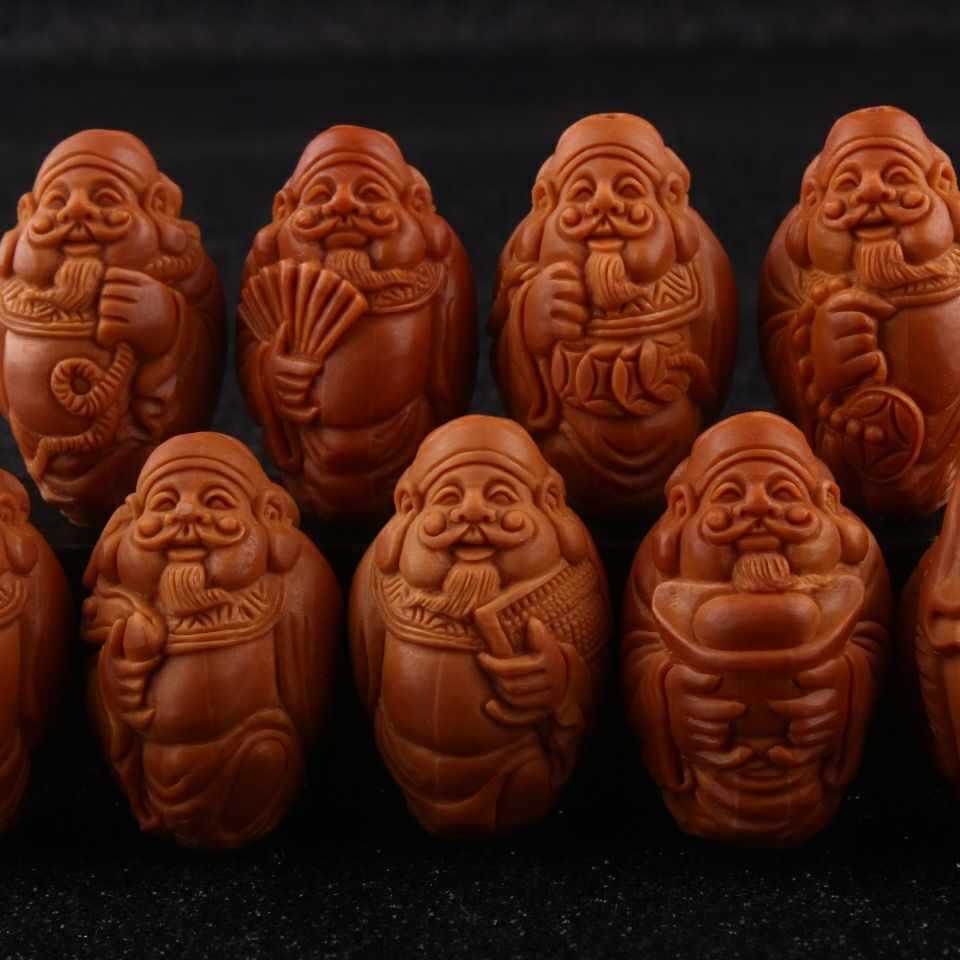 9大籽橄榄核手串八大财神爷核雕文玩橄榄胡男士手链-阿里巴巴