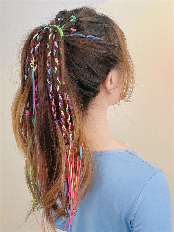 编发彩绳脏辫神器彩色发绳辫子发饰头饰女儿童脏脏辫头绳七彩丝带