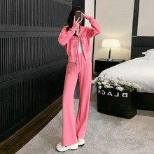 粉色休闲运动套装女秋装时尚洋气减龄高级感网红卫衣阔腿裤两件套