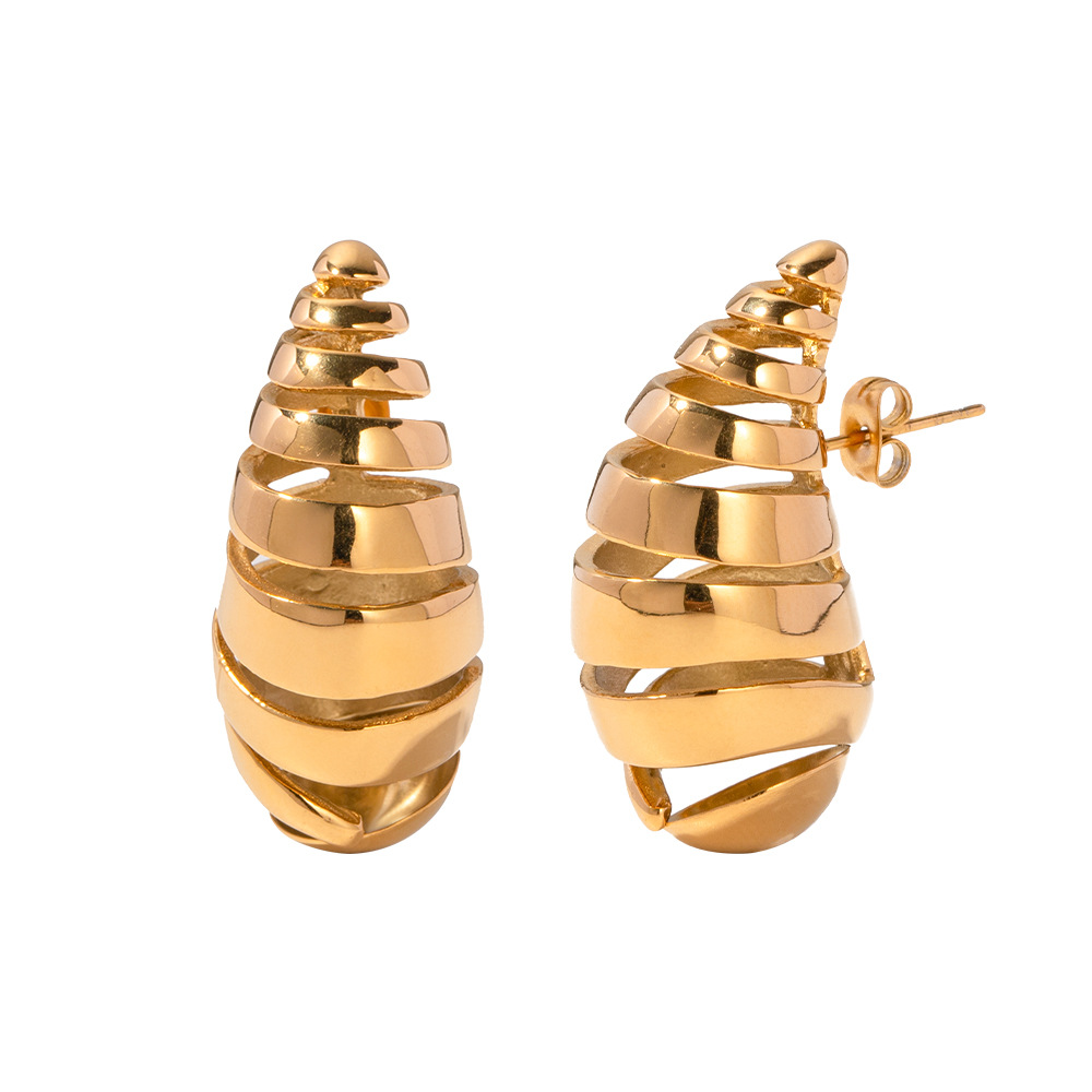 High-End Design Sense 18K Gold Chubby Thread Water Drop Titanium Steel Earrings Ins Women's All-Match Geometric Earrings Wholesale