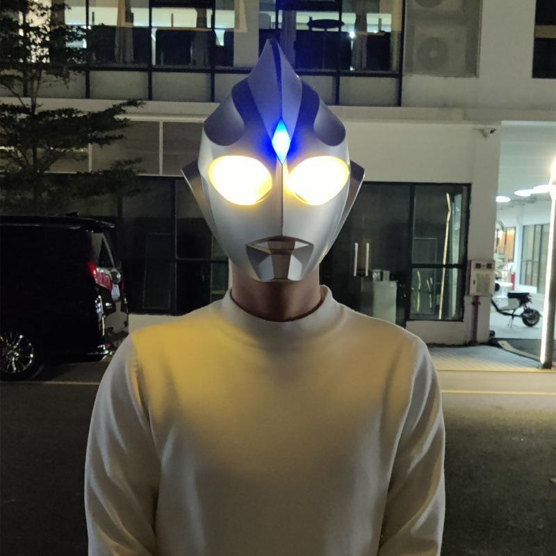 迪迦奥特曼头套cos头盔成人儿童玩具发光面具万圣节道具装饰打扮
