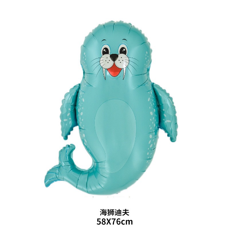 Amazon Children Cartoon Cute Version Marine Animal Shark Aluminum Film Decorative Balloon Seahorse Octopus Foreign Trade Arrangement Articles