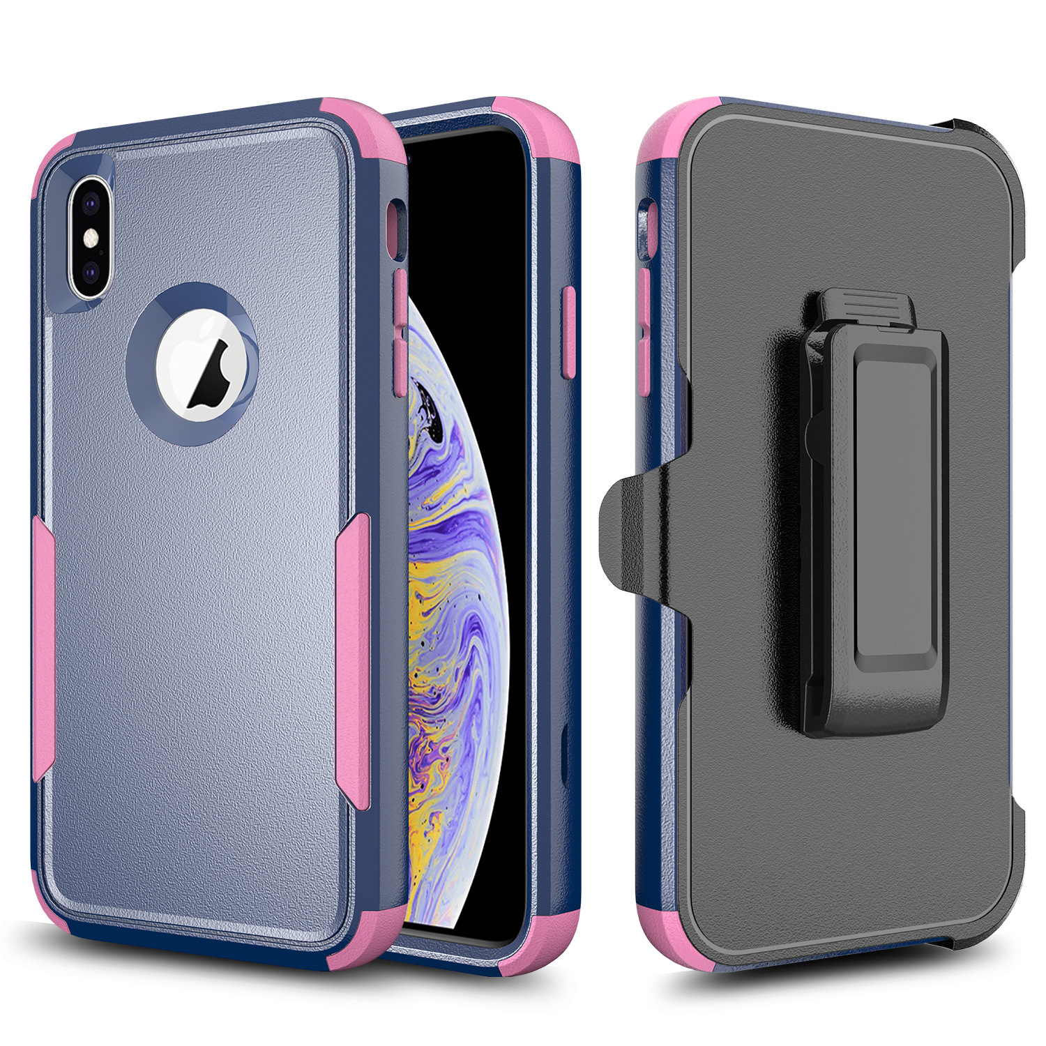 通勤者iphone xs max防摔带背夹手机壳 磨砂防刮花外壳电商适用新